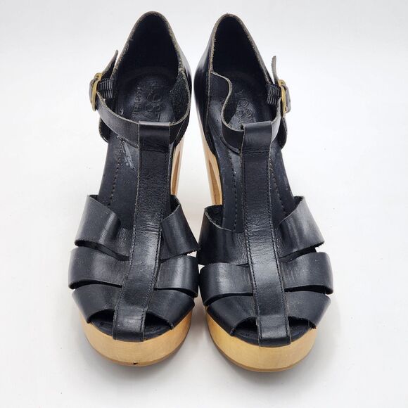 Madewell Andie Fisherman Chunky Wooden Platform Heels Size 9 - Picture 2 of 10